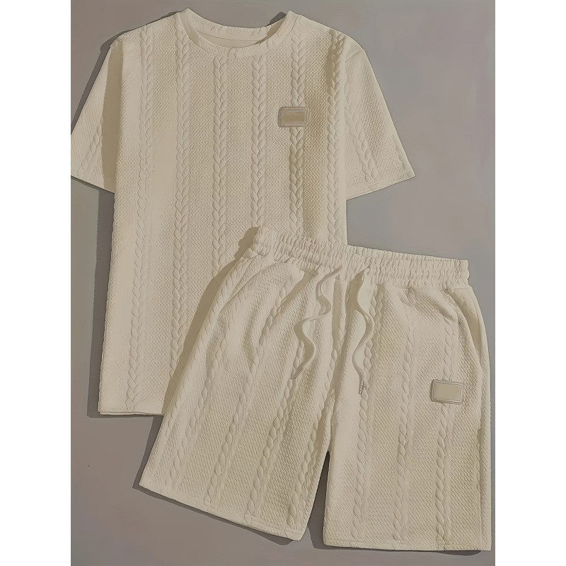 Heren casual effen-kleurige tweedelige loungewear set