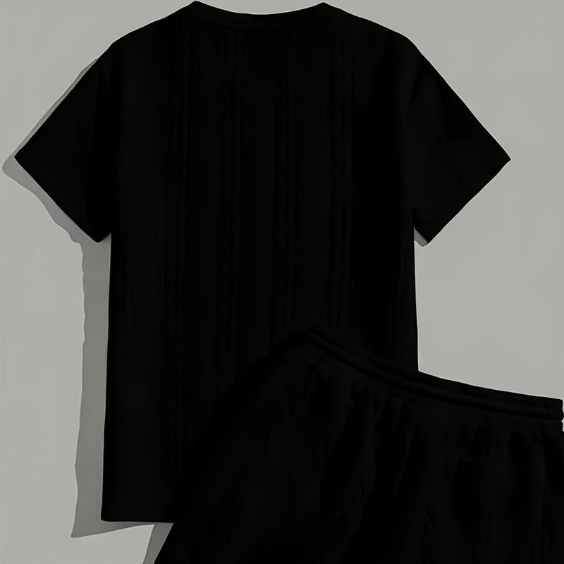 Heren casual effen-kleurige tweedelige loungewear set