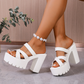 👡 NU 50% KORTING! 💃 Dames chunky hak platform instapsandalen – Hoog platform, kruisende riemen & profielzool ✨