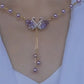 Paarse dubbele zwaan hanger ketting