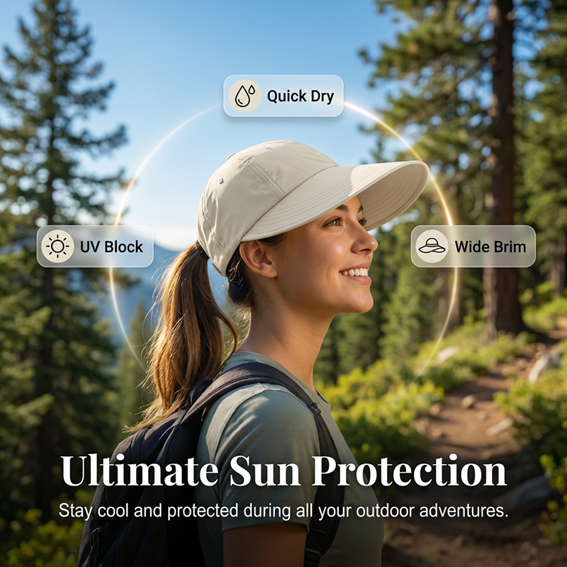 Dames zonnehoed met brede rand – UV-bescherming, sneldrogende stof en ademend comfort