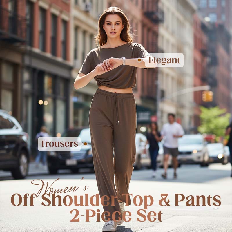 Dames 2-delige set – top met blote schouders en broek