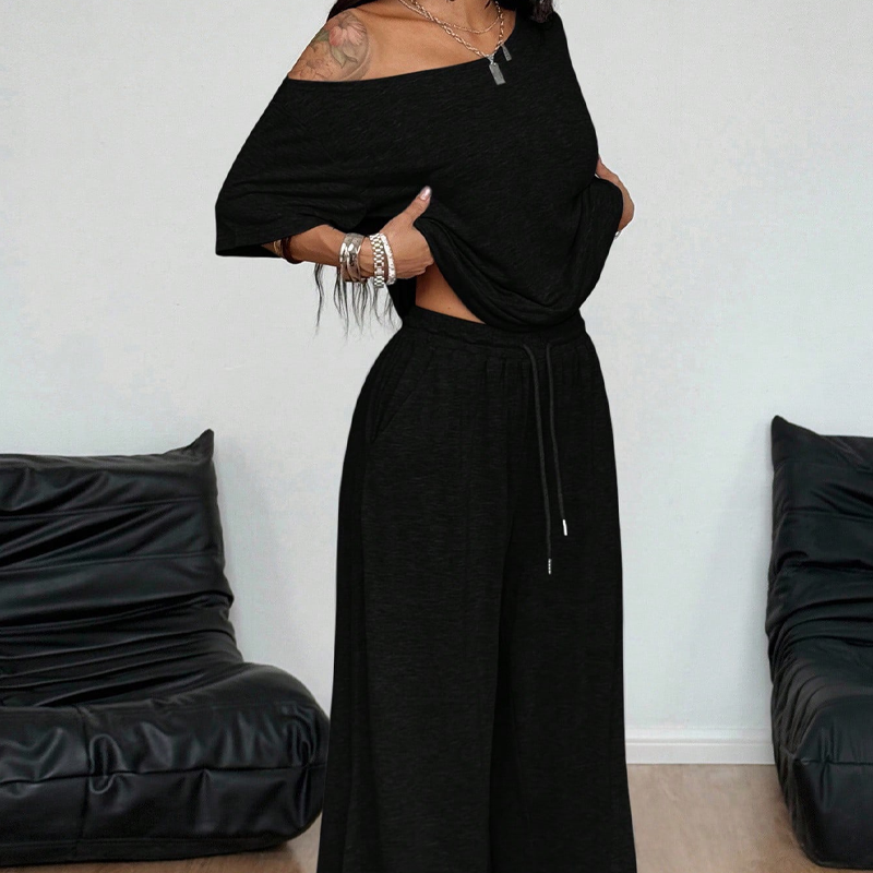 Dames 2-delige set – top met blote schouders en broek