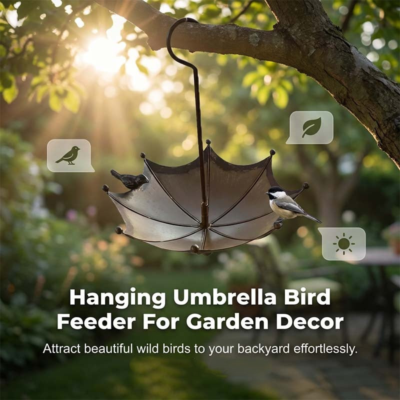 🌿Hangende Parapluvormige Vogelvoederbak & Vogelbad | 2-in-1 Design, Weerbestendig en Perfect voor Tuin, Balkon & Terras🕊️💧