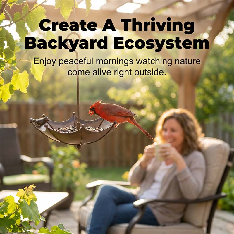 🌿Hangende Parapluvormige Vogelvoederbak & Vogelbad | 2-in-1 Design, Weerbestendig en Perfect voor Tuin, Balkon & Terras🕊️💧