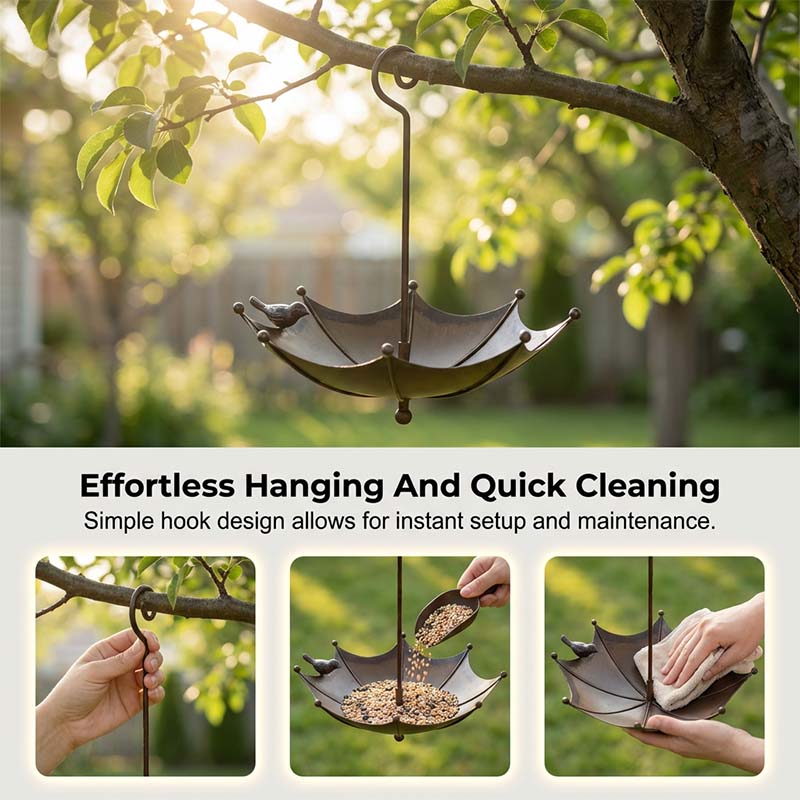🌿Hangende Parapluvormige Vogelvoederbak & Vogelbad | 2-in-1 Design, Weerbestendig en Perfect voor Tuin, Balkon & Terras🕊️💧
