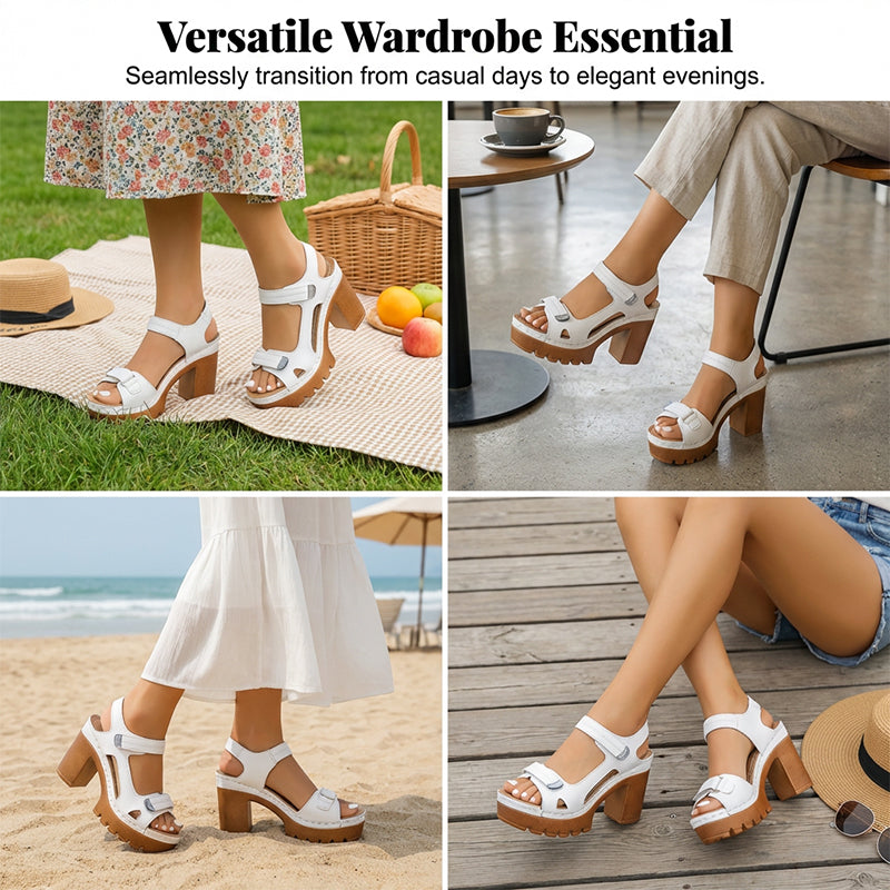 Dames zomersandalen met plateau en één band