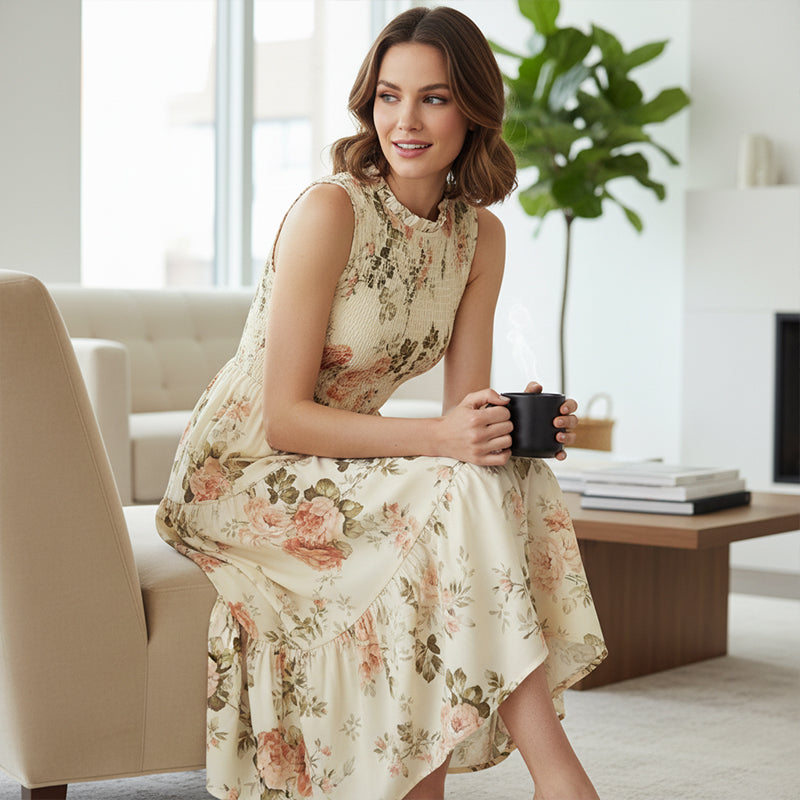 Casual jurk voor dames, mouwloos met bloemenprint