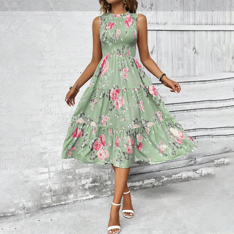 Casual jurk voor dames, mouwloos met bloemenprint
