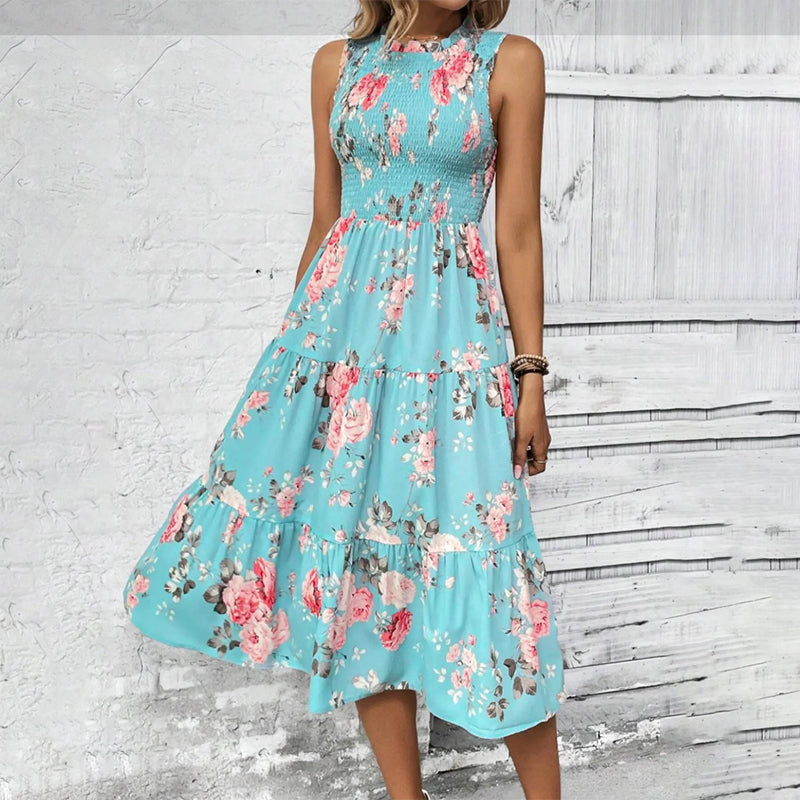 Casual jurk voor dames, mouwloos met bloemenprint