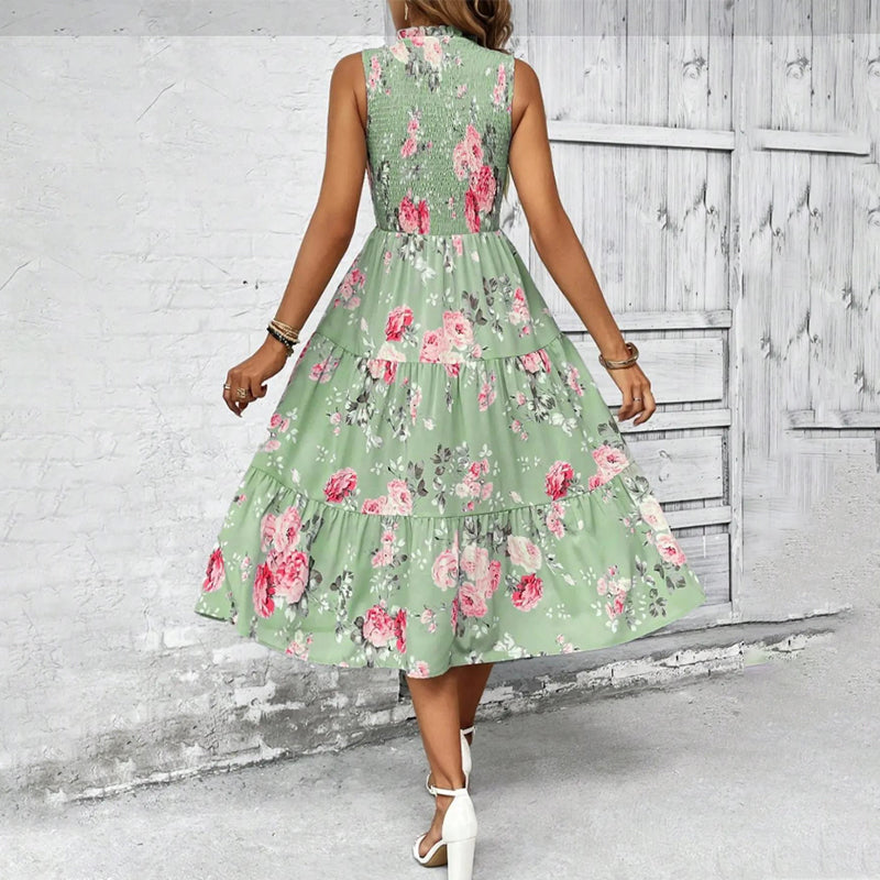 Casual jurk voor dames, mouwloos met bloemenprint