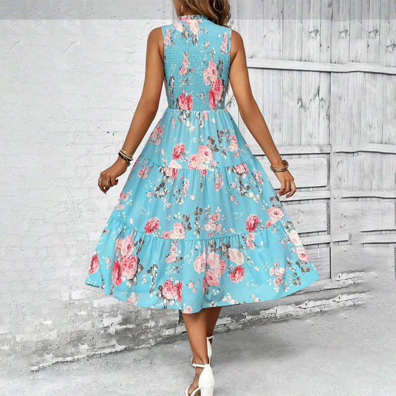 Casual jurk voor dames, mouwloos met bloemenprint