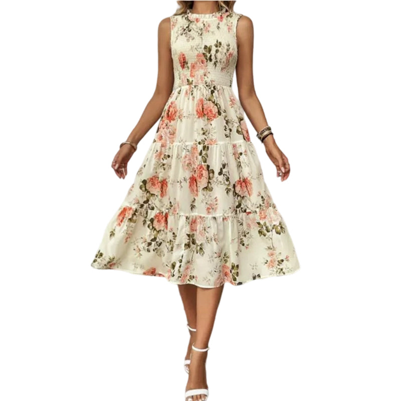 Casual jurk voor dames, mouwloos met bloemenprint