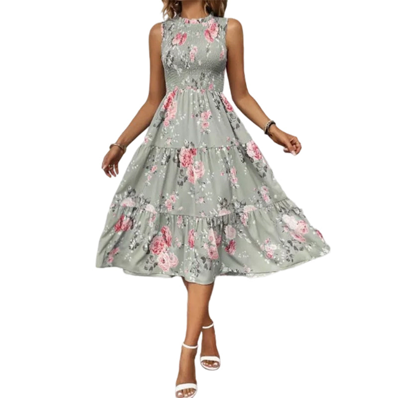 Casual jurk voor dames, mouwloos met bloemenprint