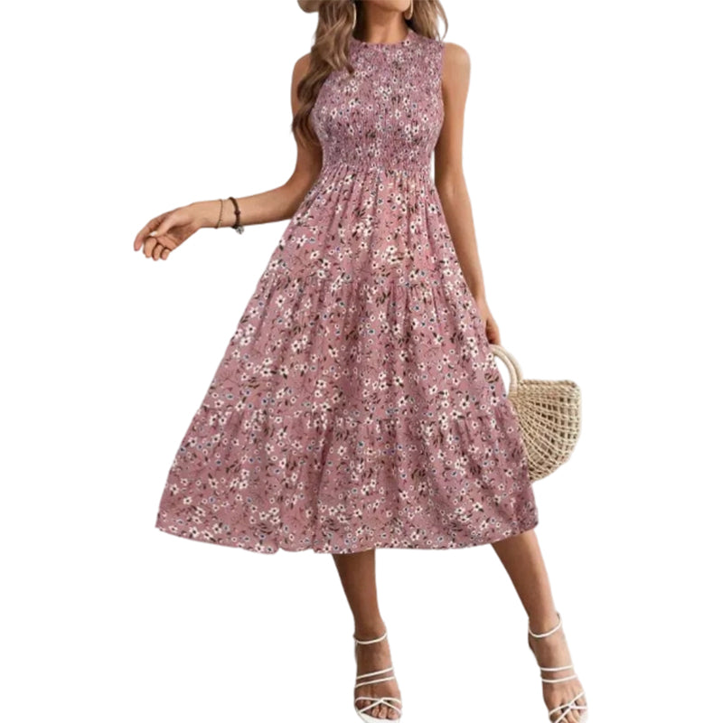 Casual jurk voor dames, mouwloos met bloemenprint
