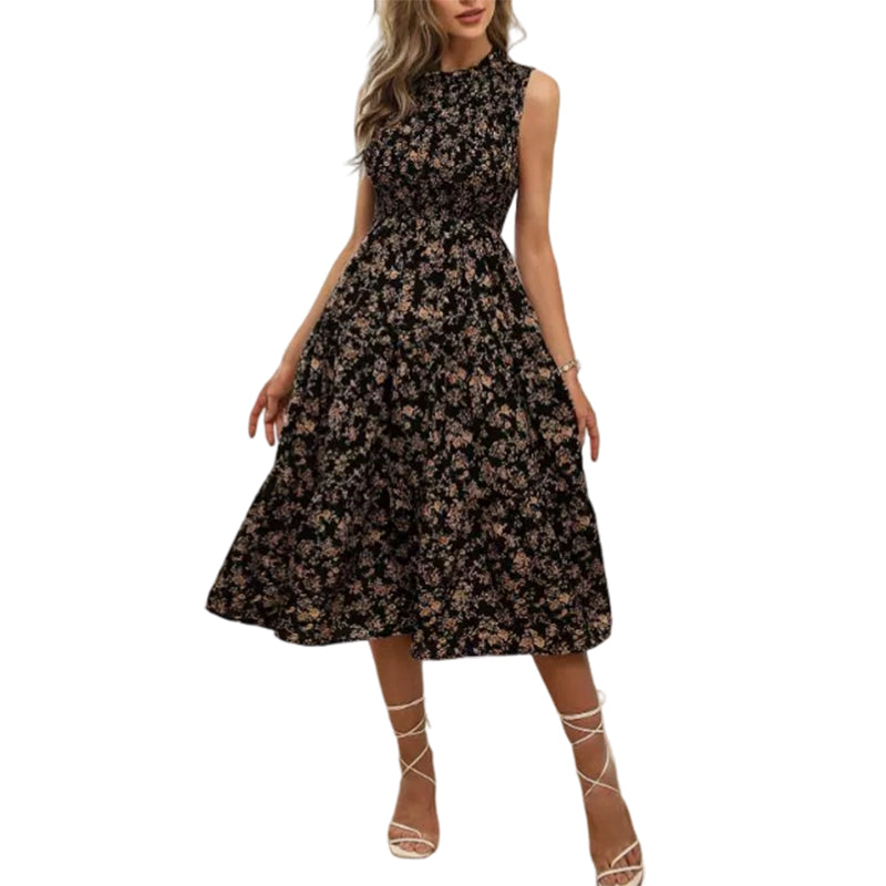 Casual jurk voor dames, mouwloos met bloemenprint