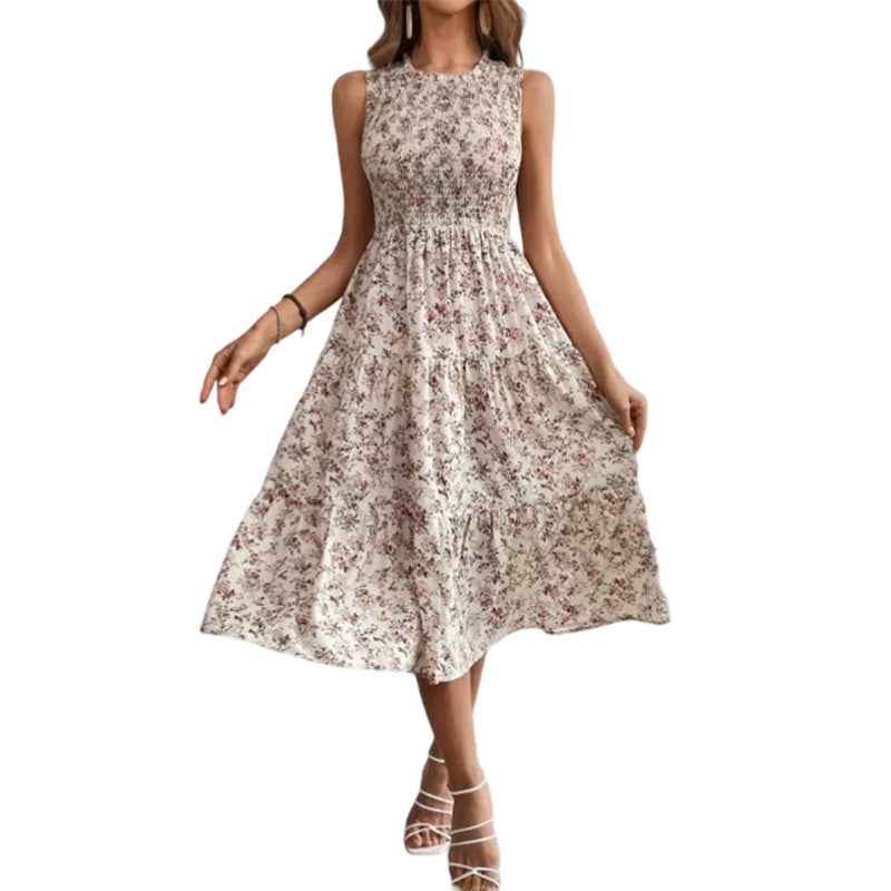 Casual jurk voor dames, mouwloos met bloemenprint