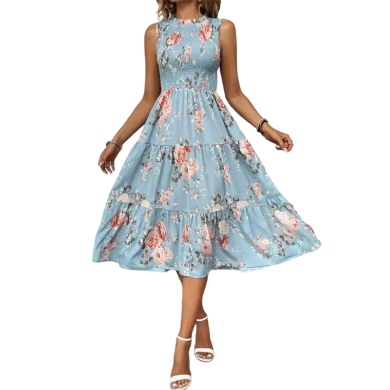 Casual jurk voor dames, mouwloos met bloemenprint