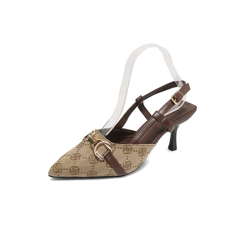 Dames pointy-toe slingback hakken met metalen ketting