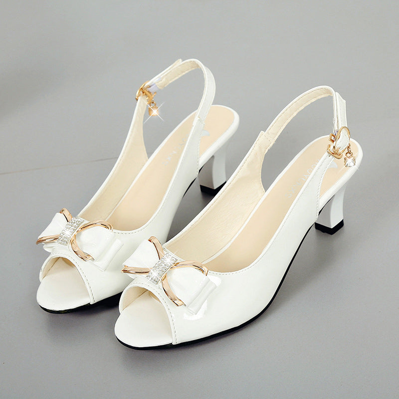 ✨Elegante dames sandalen met strass-strik, middenhak en verstelbaar bandje💃