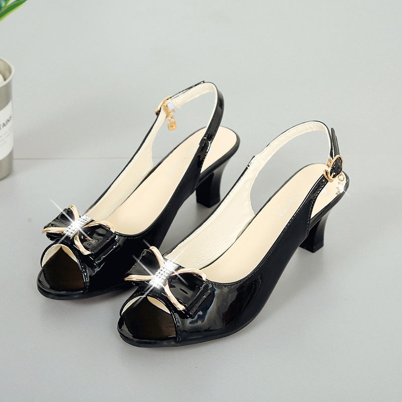 ✨Elegante dames sandalen met strass-strik, middenhak en verstelbaar bandje💃