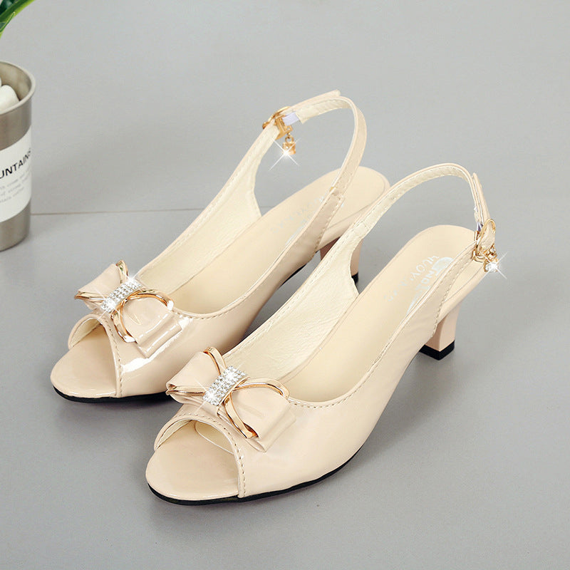 ✨Elegante dames sandalen met strass-strik, middenhak en verstelbaar bandje💃