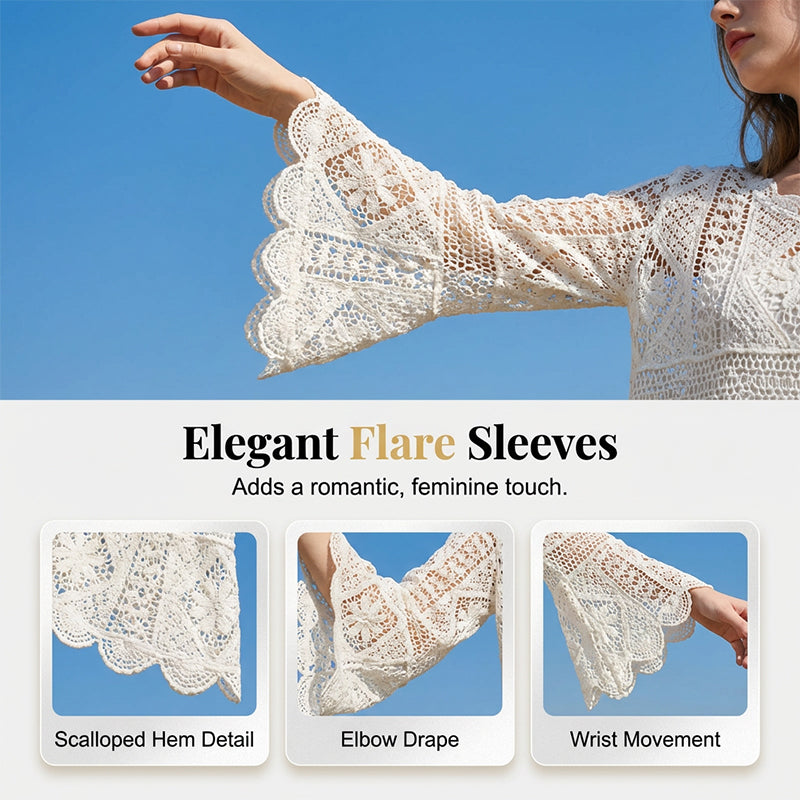 Dames blouse in vintage-stijl met kant als bedekkend bovenkledingstuk
