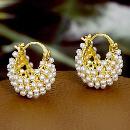 📢📢50% KORTING!!💍Oorbellen met kunstparels in mandvorm – goudkleurig en met een uniek vlechtpatroon, voor een vleugje klassieke elegantie bij je dagelijkse outfits 🪀