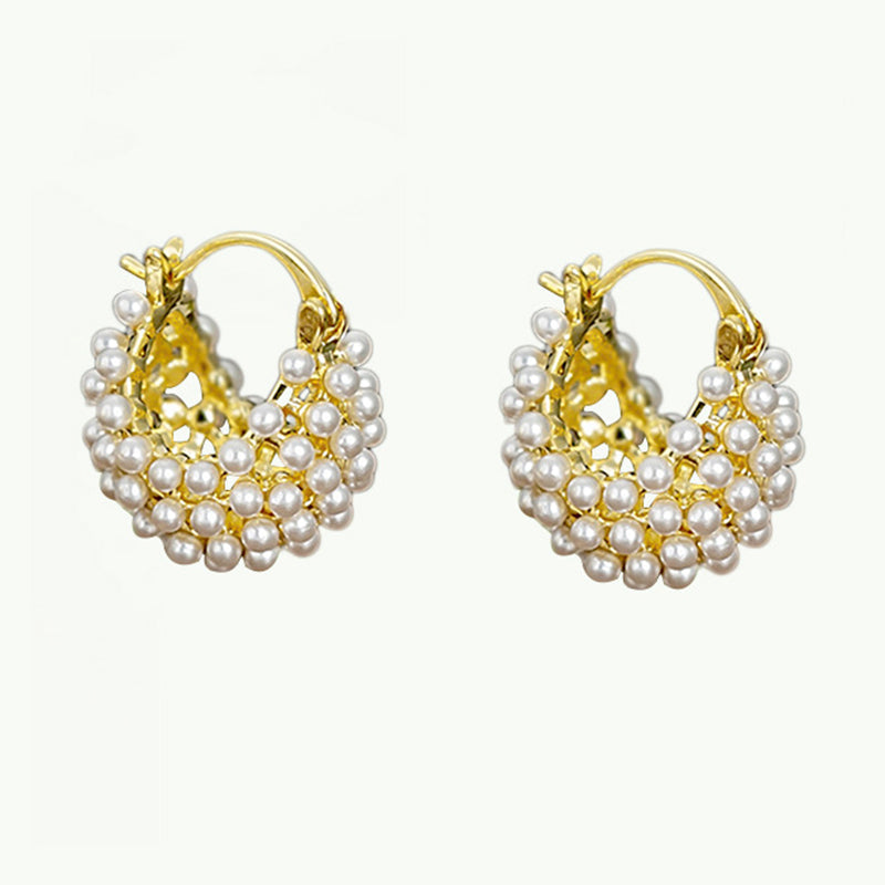 📢📢50% KORTING!!💍Oorbellen met kunstparels in mandvorm – goudkleurig en met een uniek vlechtpatroon, voor een vleugje klassieke elegantie bij je dagelijkse outfits 🪀