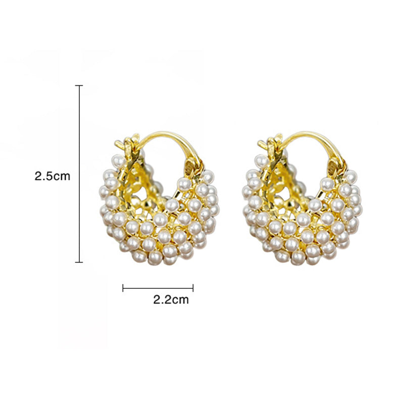 📢📢50% KORTING!!💍Oorbellen met kunstparels in mandvorm – goudkleurig en met een uniek vlechtpatroon, voor een vleugje klassieke elegantie bij je dagelijkse outfits 🪀