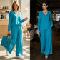 Casual tweedelige loungeset met V-hals voor dames