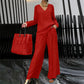 Casual tweedelige loungeset met V-hals voor dames