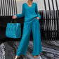 Casual tweedelige loungeset met V-hals voor dames