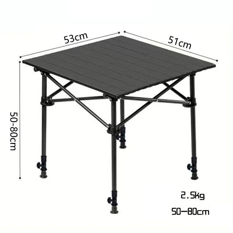 Draagbare opvouwbare campingtafel met opbergtas