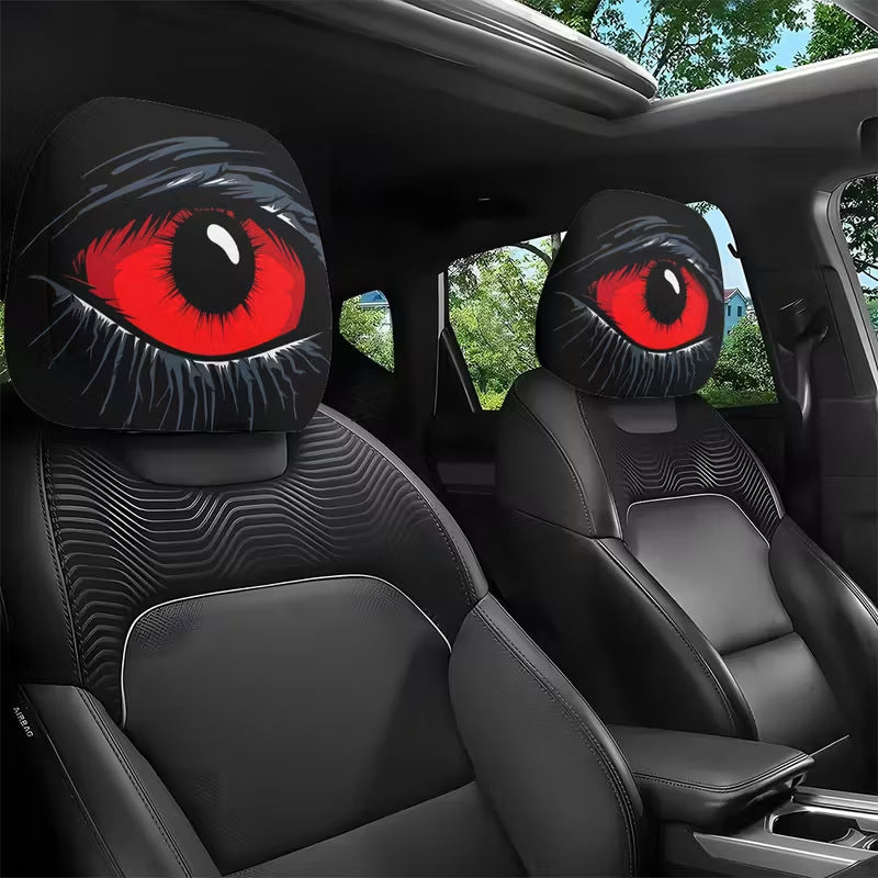 Griezelige rode oog hoofdsteunhoes voor de auto