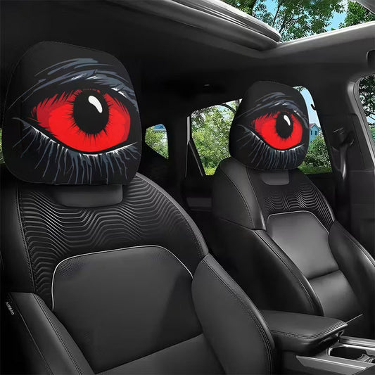Griezelige rode oog hoofdsteunhoes voor de auto