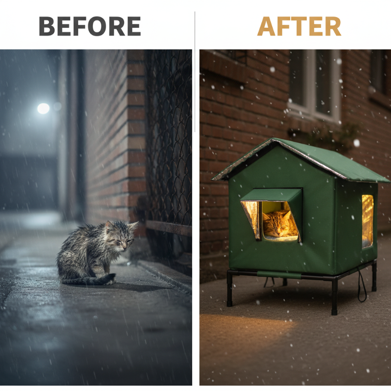 🎉 Nieuwe Aanbieding! Waterdichte KattenSchuilplaats - Warm & Veilig voor Buiten 🐾
