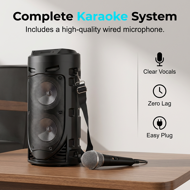 🥳HETE UITVERKOOP 2026🥳💞Meer dan 50.000 verkocht!🎤🔊 50% korting! Draagbare Bluetooth-luidspreker met microfoon – 16W krachtig geluid, RGB-verlichting en bedrade microfoon. Perfect voor karaoke, square dancing en kraampjes in de buitenlucht.