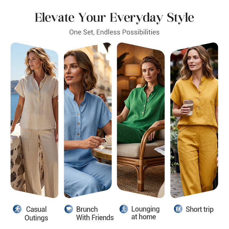 ⏰Casual tweedelige set voor dames in effen kleur👚👖