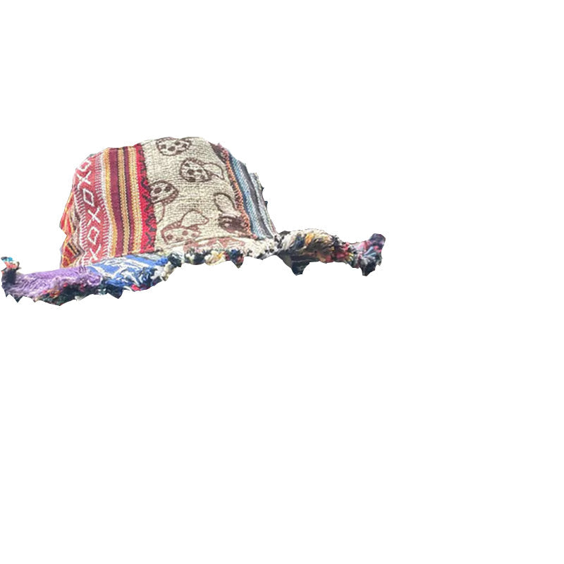 Patchwork veelkleurige paddenstoelhennep hoed met zak
