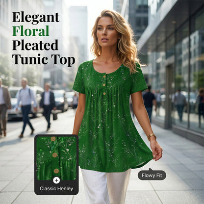 Dames bloemenprint geplooide tuniek top