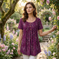 Dames bloemenprint geplooide tuniek top