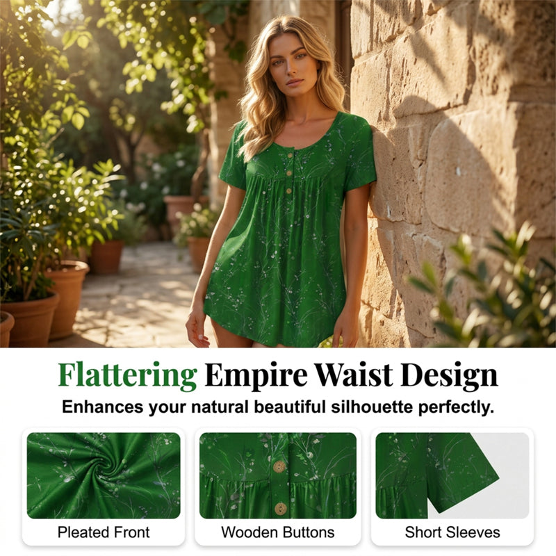 Dames bloemenprint geplooide tuniek top