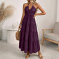 Dames halternek rugloze getrapte maxi-jurk
