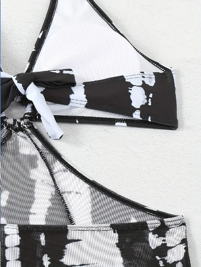 👙 TIJDELIJK 50% KORTING! ✨ Gestreept Tweedelig Badpak – Striknek, Ringdetail, Hoge Stretch 🌊