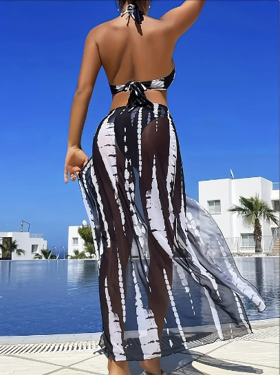 👙 TIJDELIJK 50% KORTING! ✨ Gestreept Tweedelig Badpak – Striknek, Ringdetail, Hoge Stretch 🌊