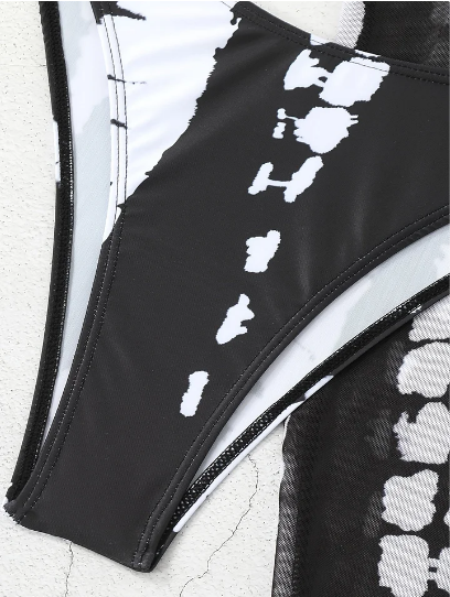 👙 TIJDELIJK 50% KORTING! ✨ Gestreept Tweedelig Badpak – Striknek, Ringdetail, Hoge Stretch 🌊