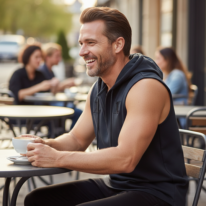 🏋️‍♂️NU 50% KORTING!💪Heren mouwloze trainingshoodie tanktop – V-hals & geïntegreerde capuchon🔥