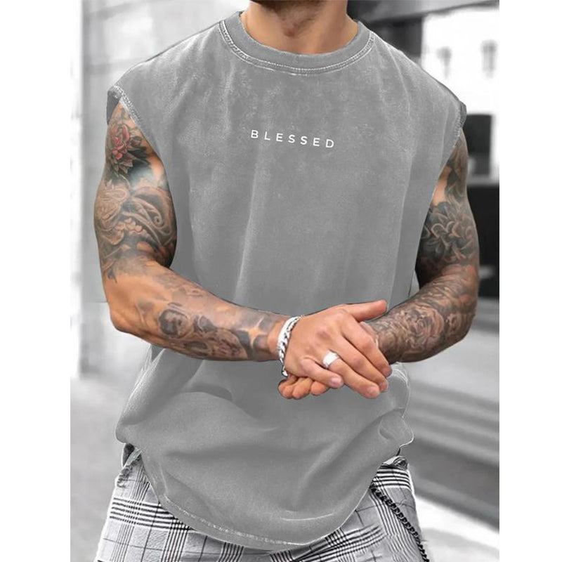 Vintage Gewassen Losvallend Gym Muscle T-shirt – Ademend en Stijlvol