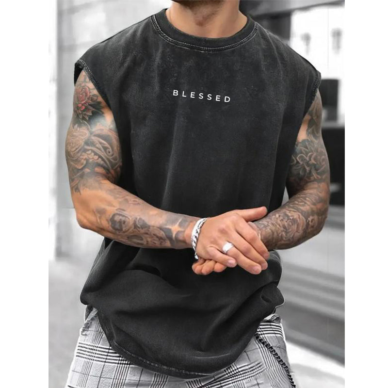 Vintage Gewassen Losvallend Gym Muscle T-shirt – Ademend en Stijlvol